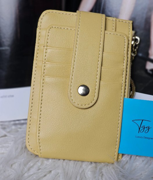 Imported Leather Card Holder Wallet with Coin Compartment and Zip.