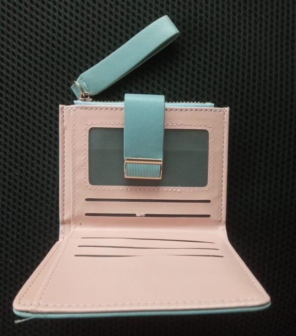 Coin Purse, Zipper Leather Card Holder, Simple With Handle Large Capacity Female Bag. - Image 3