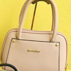 Small top handle bag with long strap nude pink colour imported designer bag