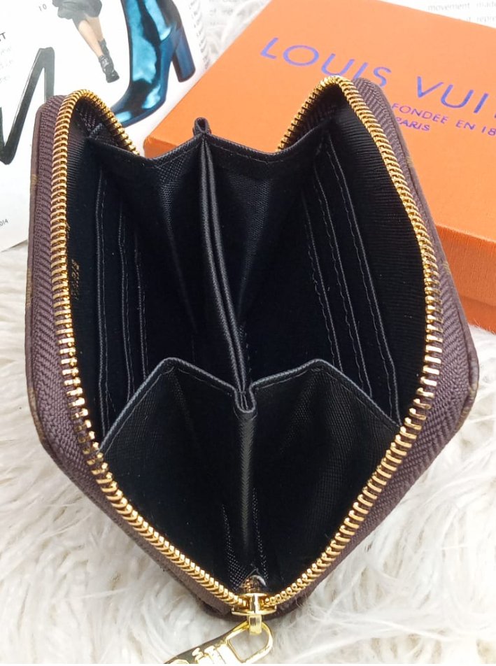 Brown branded imported purse zipper Wallet Women unisex card holder perfect for gift with box wallet - Image 4