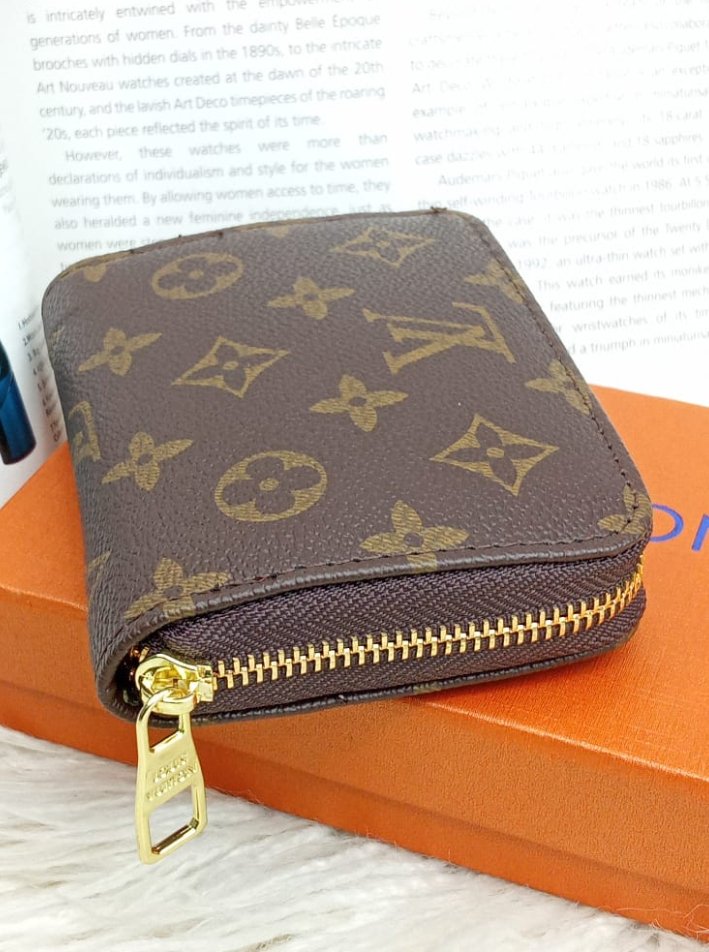 Brown branded imported purse zipper Wallet Women unisex card holder perfect for gift with box wallet - Image 3