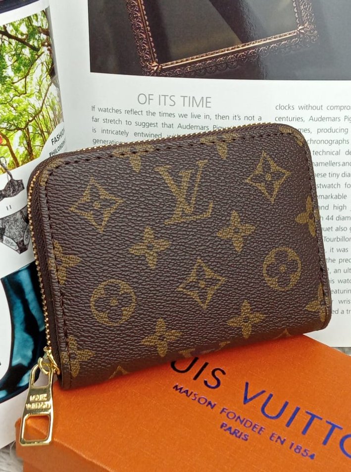 Brown branded imported purse zipper Wallet Women unisex card holder perfect for gift with box wallet